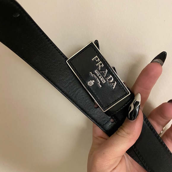Black Prada Logo Belt size 75 - Picture 3 of 8